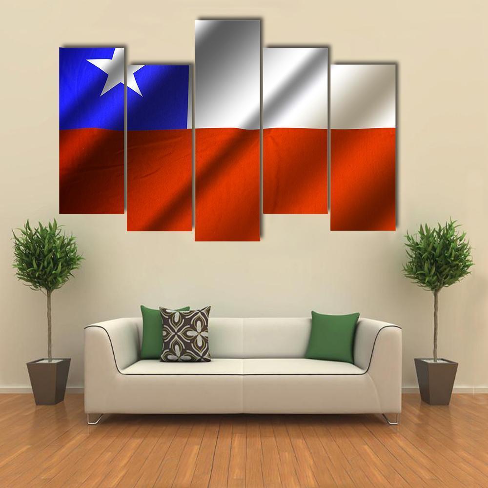 Flag Of Chile Canvas Wall Art-5 Pop-Gallery Wrap-47" x 32"-Tiaracle