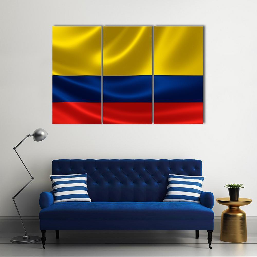 Flag Of Colombia Canvas Wall Art-3 Horizontal-Gallery Wrap-37" x 24"-Tiaracle