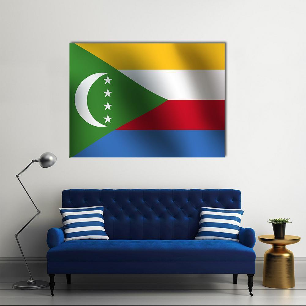 Flag Of Comoros Canvas Wall Art-1 Piece-Gallery Wrap-48" x 32"-Tiaracle