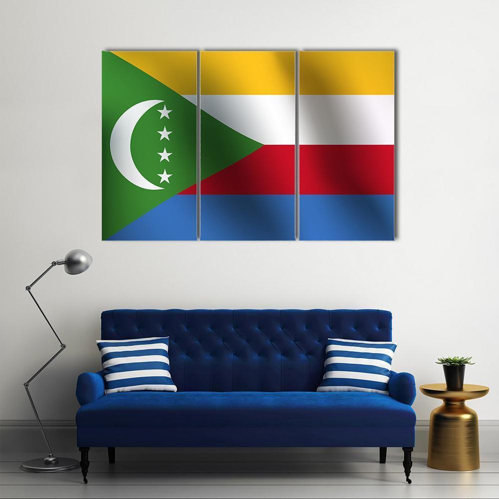 Flag Of Comoros Canvas Wall Art-3 Horizontal-Gallery Wrap-37" x 24"-Tiaracle