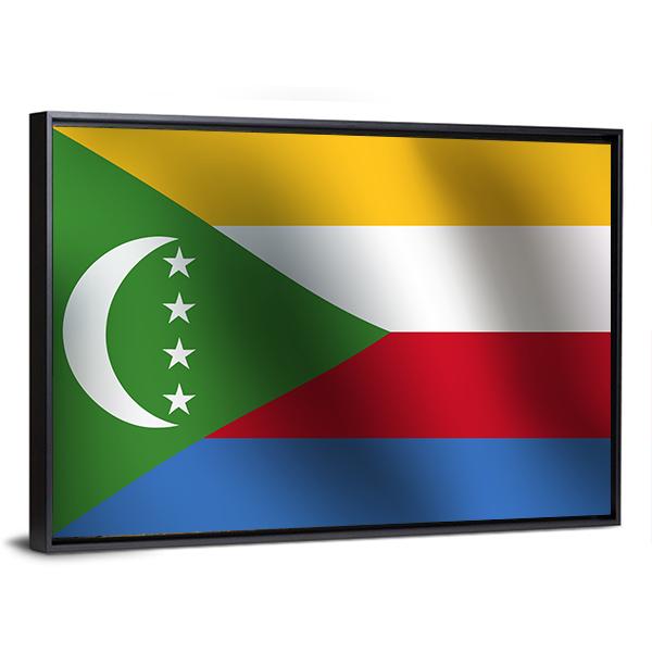 Flag Of Comoros Canvas Wall Art-3 Horizontal-Gallery Wrap-25" x 16"-Tiaracle
