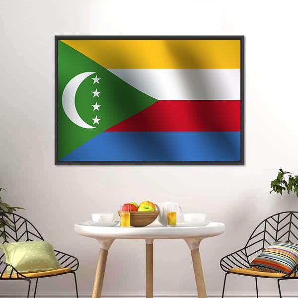 Flag Of Comoros Canvas Wall Art-3 Horizontal-Gallery Wrap-25" x 16"-Tiaracle