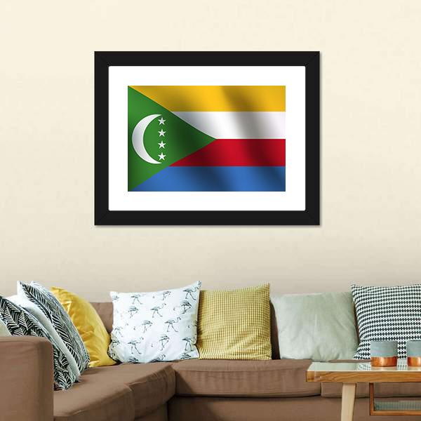 Flag Of Comoros Canvas Wall Art-3 Horizontal-Gallery Wrap-25" x 16"-Tiaracle