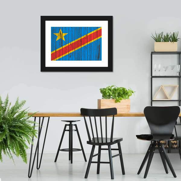 Flag Of Congo Canvas Wall Art-3 Horizontal-Gallery Wrap-25" x 16"-Tiaracle