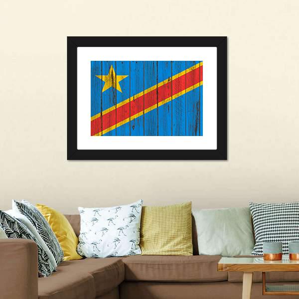 Flag Of Congo Canvas Wall Art-3 Horizontal-Gallery Wrap-25" x 16"-Tiaracle