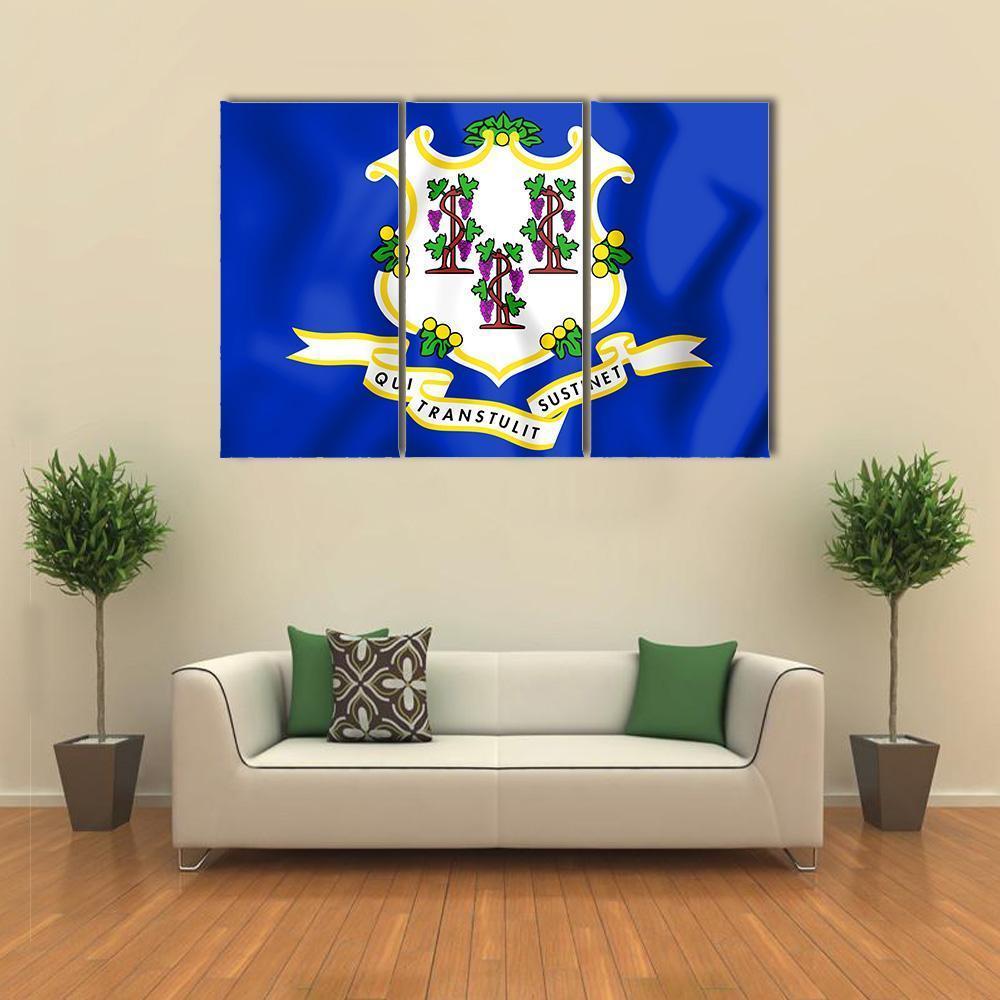 Flag Of Connecticut Canvas Wall Art-3 Horizontal-Gallery Wrap-37" x 24"-Tiaracle