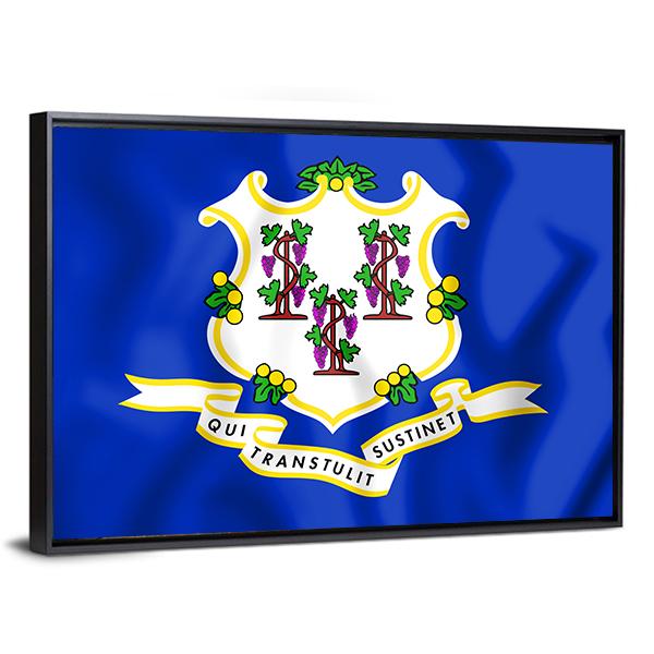 Flag Of Connecticut Canvas Wall Art-3 Horizontal-Gallery Wrap-25" x 16"-Tiaracle