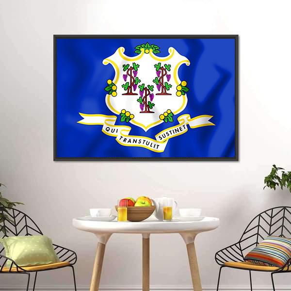 Flag Of Connecticut Canvas Wall Art-3 Horizontal-Gallery Wrap-25" x 16"-Tiaracle