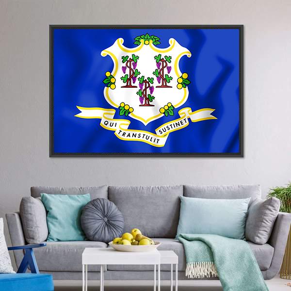 Flag Of Connecticut Canvas Wall Art-3 Horizontal-Gallery Wrap-25" x 16"-Tiaracle