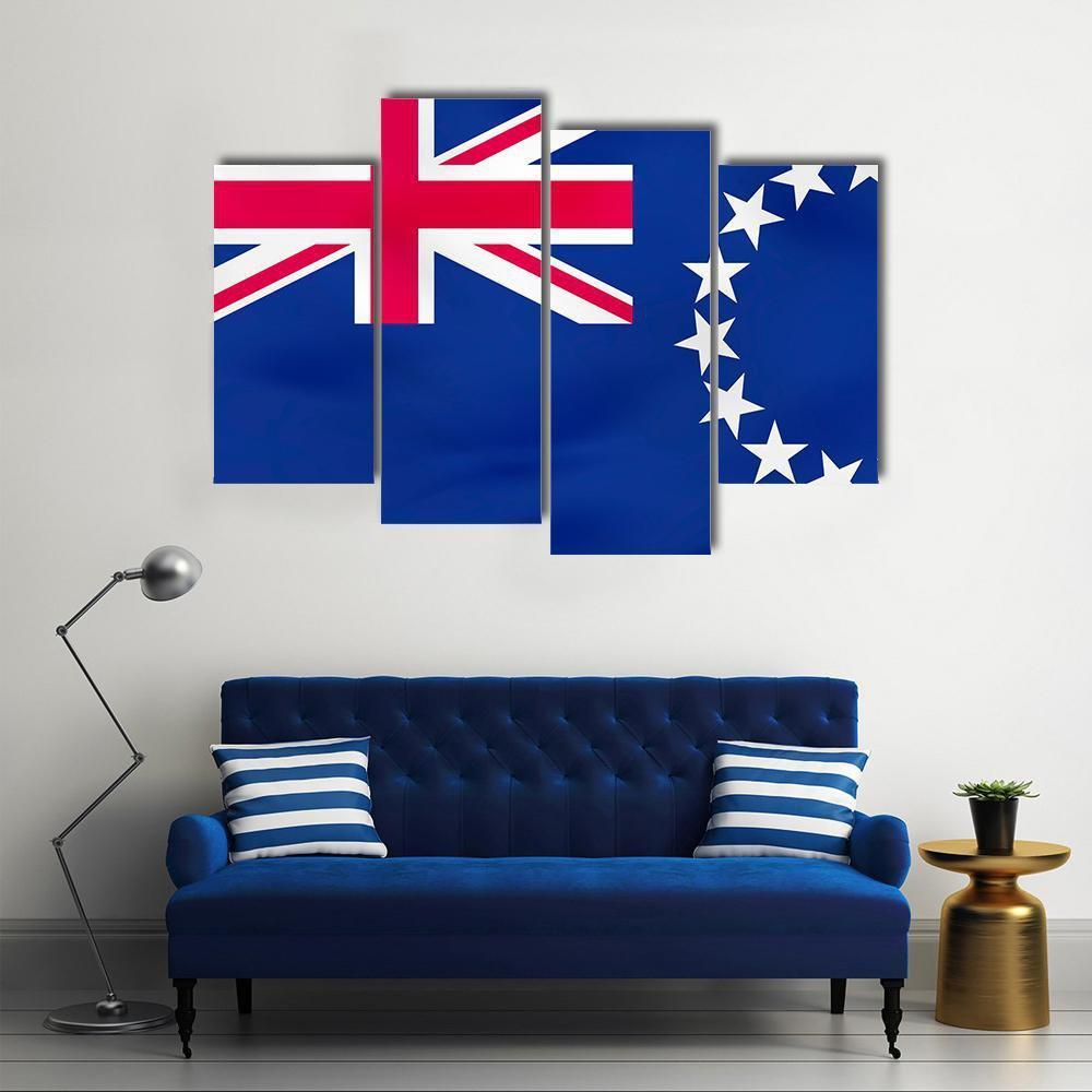 Flag Of Cook Islands Canvas Wall Art-4 Pop-Gallery Wrap-50" x 32"-Tiaracle
