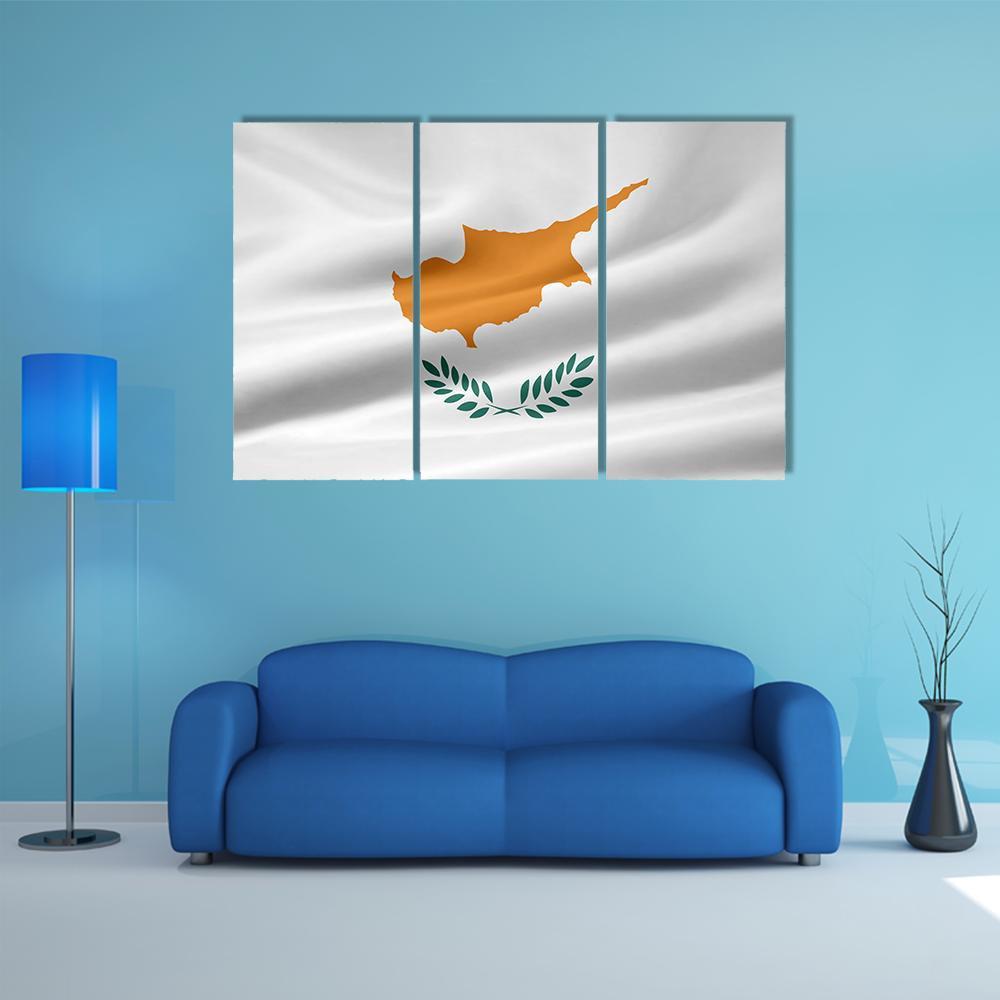 Flag Of Cyprus Canvas Wall Art-3 Horizontal-Gallery Wrap-37" x 24"-Tiaracle