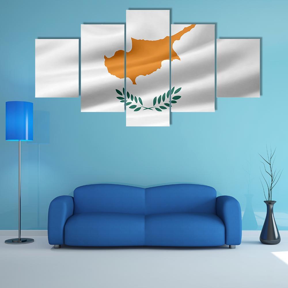 Flag Of Cyprus Canvas Wall Art-5 Star-Gallery Wrap-62" x 32"-Tiaracle