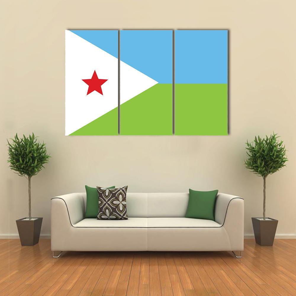 Flag Of Djibouti Canvas Wall Art-3 Horizontal-Gallery Wrap-37" x 24"-Tiaracle