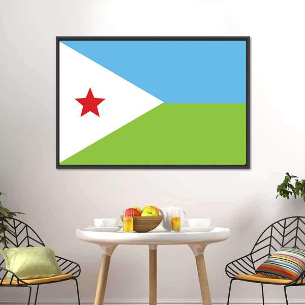 Flag Of Djibouti Canvas Wall Art-3 Horizontal-Gallery Wrap-25" x 16"-Tiaracle