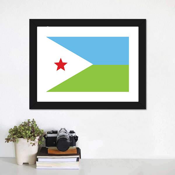 Flag Of Djibouti Canvas Wall Art-1 Piece-Framed Print-20" x 16"-Tiaracle