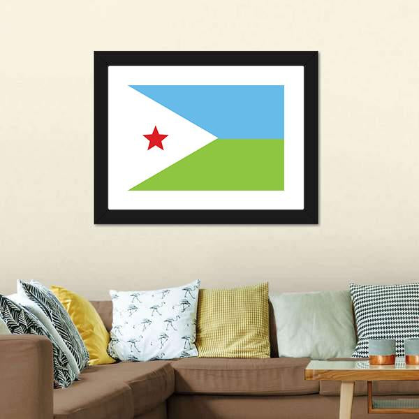 Flag Of Djibouti Canvas Wall Art-3 Horizontal-Gallery Wrap-25" x 16"-Tiaracle