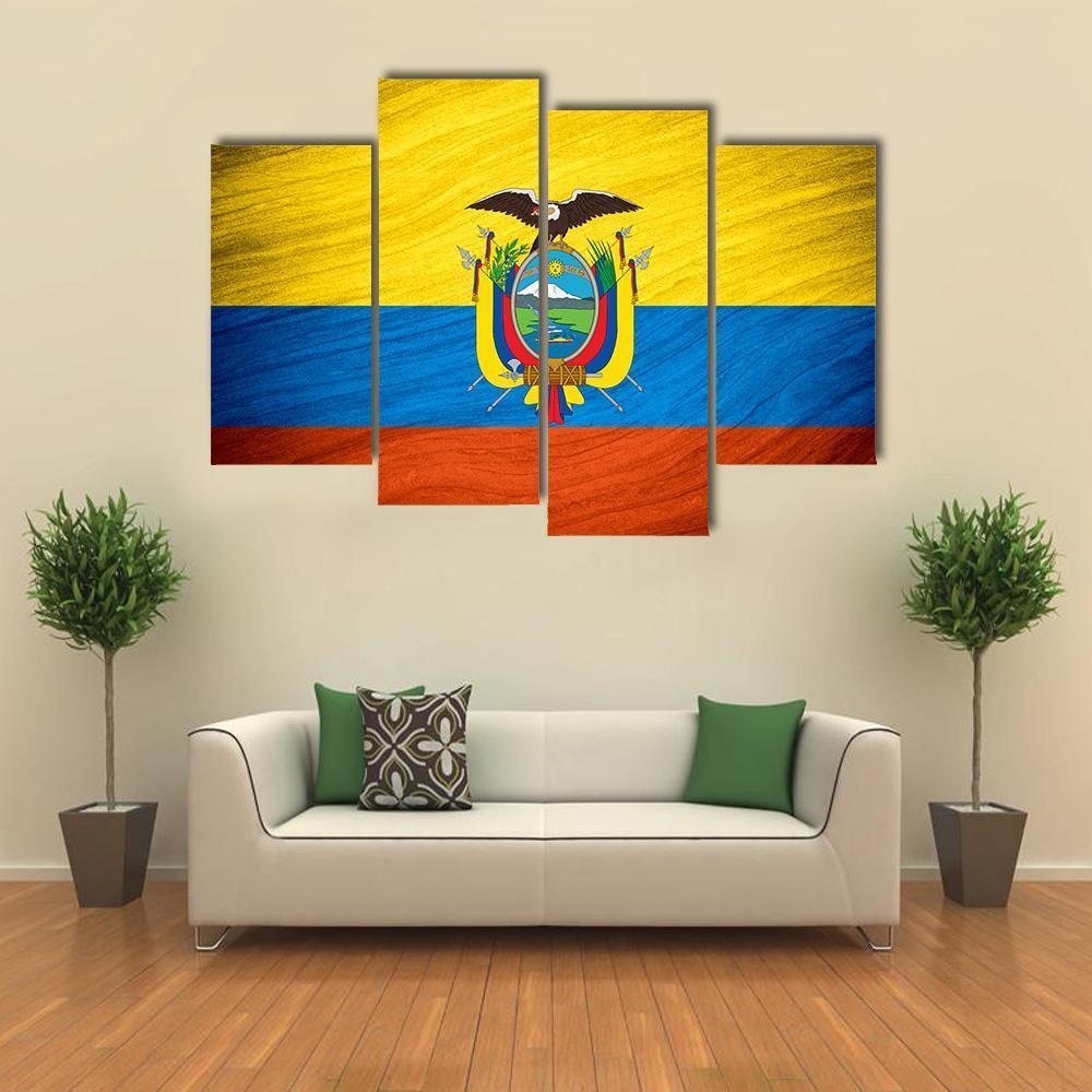 Flag Of Ecuador Canvas Wall Art-4 Pop-Gallery Wrap-50" x 32"-Tiaracle