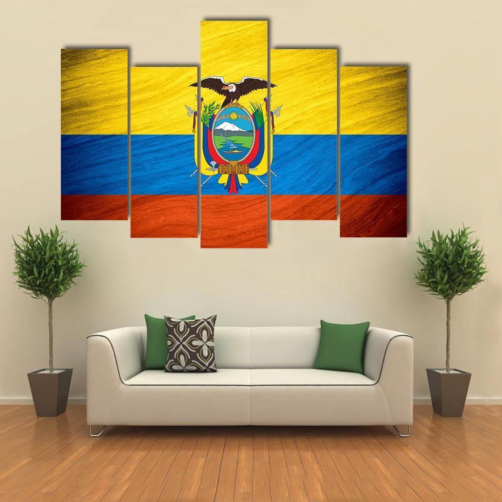 Flag Of Ecuador Canvas Wall Art-5 Pop-Gallery Wrap-47" x 32"-Tiaracle