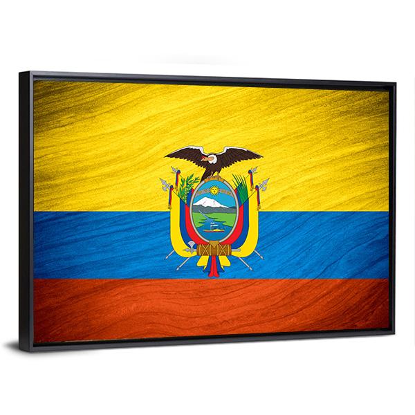 Flag Of Ecuador Canvas Wall Art-3 Horizontal-Gallery Wrap-25" x 16"-Tiaracle