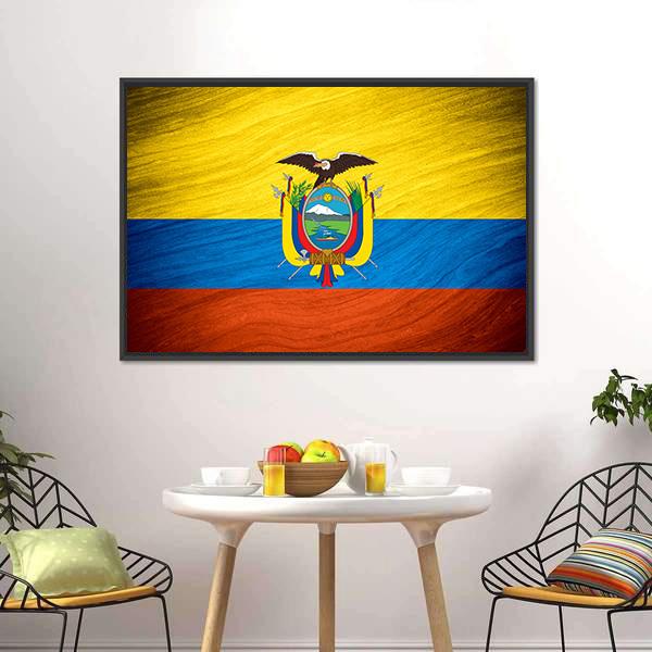 Flag Of Ecuador Canvas Wall Art-3 Horizontal-Gallery Wrap-25" x 16"-Tiaracle