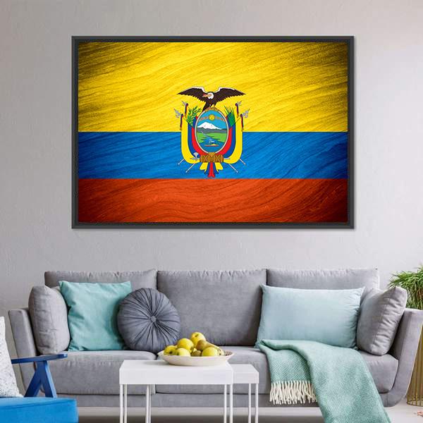 Flag Of Ecuador Canvas Wall Art-3 Horizontal-Gallery Wrap-25" x 16"-Tiaracle