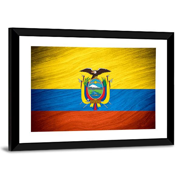 Flag Of Ecuador Canvas Wall Art-3 Horizontal-Gallery Wrap-25" x 16"-Tiaracle