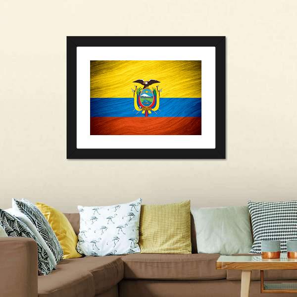 Flag Of Ecuador Canvas Wall Art-3 Horizontal-Gallery Wrap-25" x 16"-Tiaracle