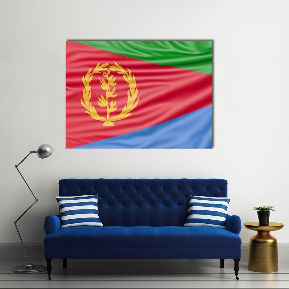 Flag Of Eritrea Canvas Wall Art-1 Piece-Gallery Wrap-48" x 32"-Tiaracle