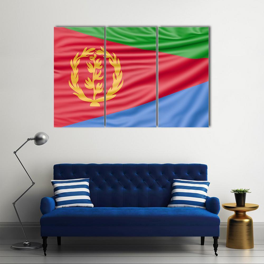Flag Of Eritrea Canvas Wall Art-3 Horizontal-Gallery Wrap-37" x 24"-Tiaracle