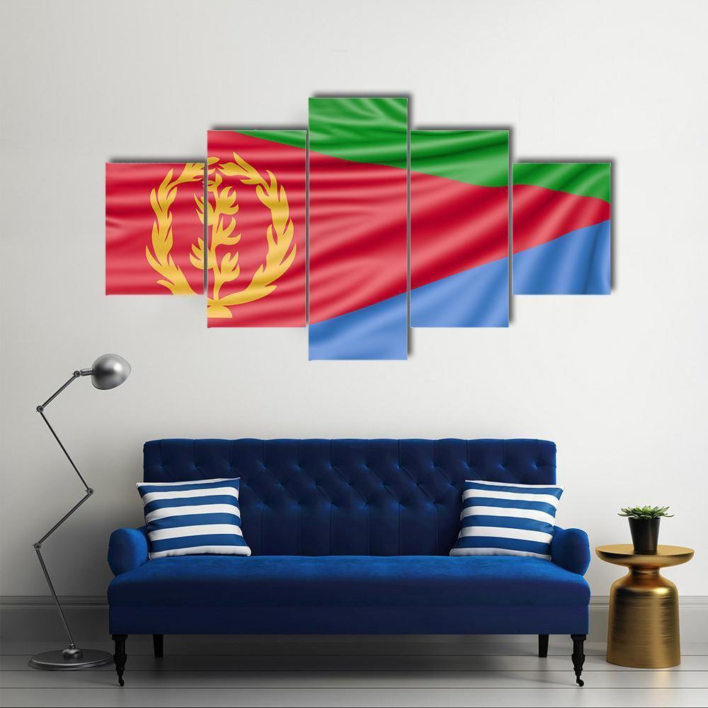 Flag Of Eritrea Canvas Wall Art-5 Star-Gallery Wrap-62" x 32"-Tiaracle