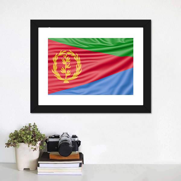 Flag Of Eritrea Canvas Wall Art-1 Piece-Framed Print-20" x 16"-Tiaracle