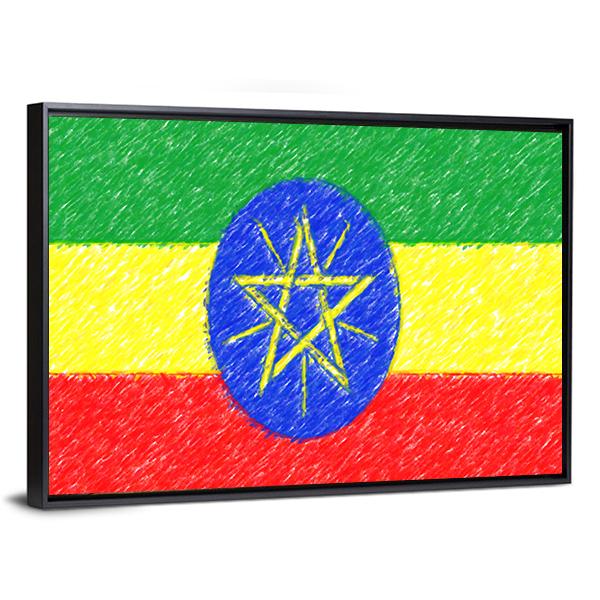 Flag Of Ethiopia Canvas Wall Art-3 Horizontal-Gallery Wrap-25" x 16"-Tiaracle