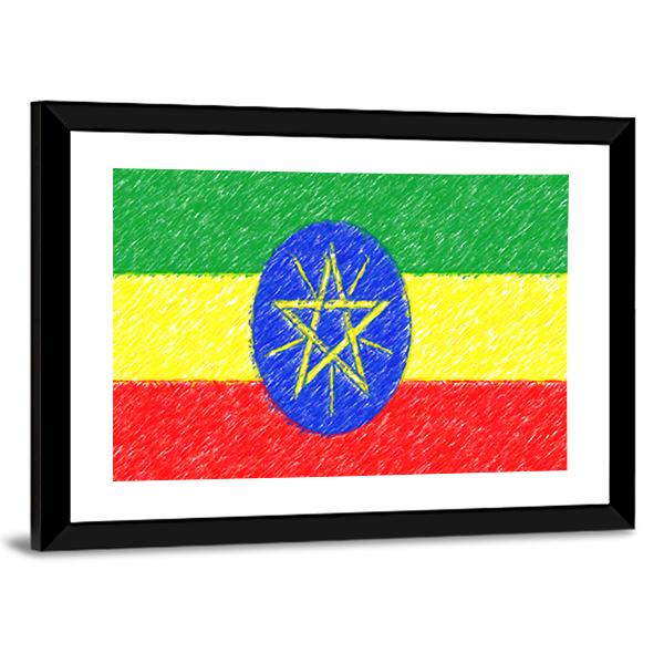 Flag Of Ethiopia Canvas Wall Art-3 Horizontal-Gallery Wrap-25" x 16"-Tiaracle