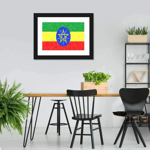 Flag Of Ethiopia Canvas Wall Art-3 Horizontal-Gallery Wrap-25" x 16"-Tiaracle