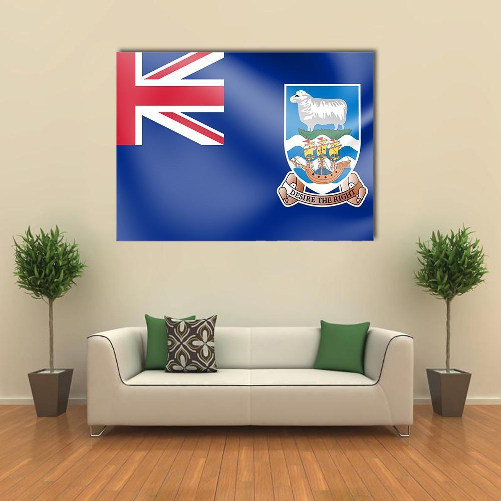Flag Of Falkland Island Canvas Wall Art-1 Piece-Gallery Wrap-48" x 32"-Tiaracle