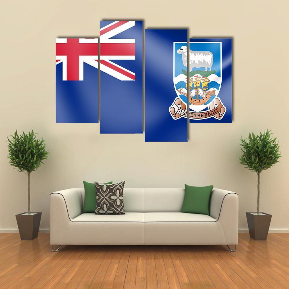 Flag Of Falkland Island Canvas Wall Art-4 Pop-Gallery Wrap-50" x 32"-Tiaracle