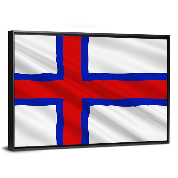 Flag Of Faroe Islands Canvas Wall Art-3 Horizontal-Gallery Wrap-25" x 16"-Tiaracle