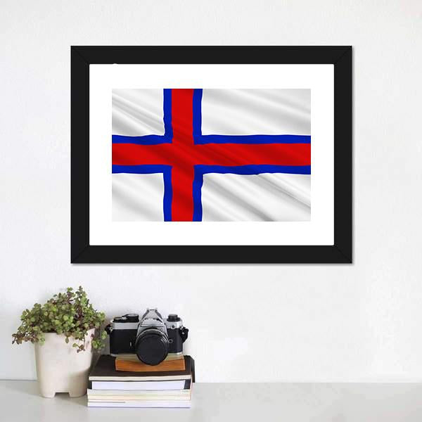 Flag Of Faroe Islands Canvas Wall Art-1 Piece-Framed Print-20" x 16"-Tiaracle