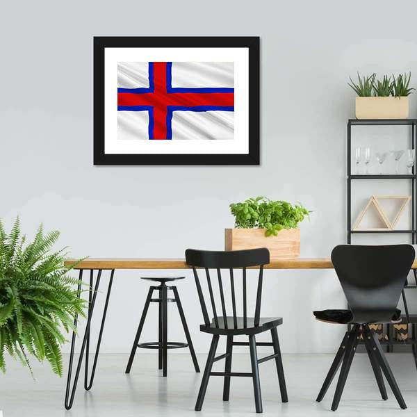 Flag Of Faroe Islands Canvas Wall Art-3 Horizontal-Gallery Wrap-25" x 16"-Tiaracle