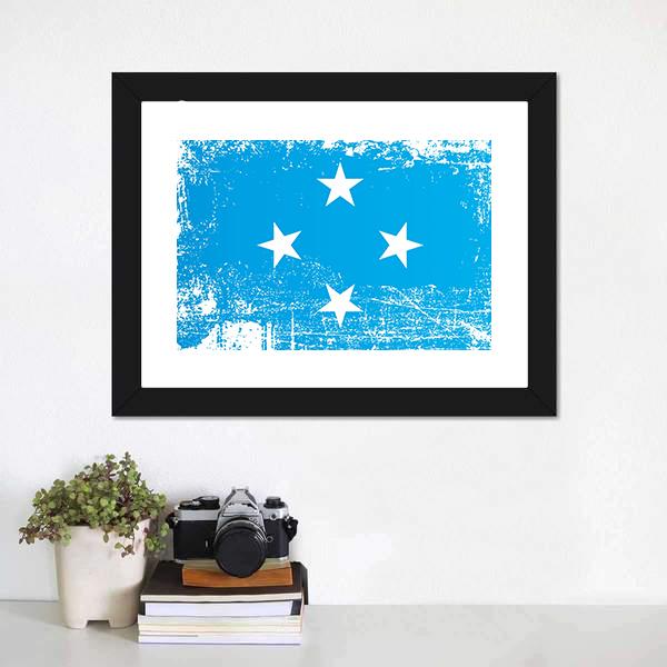 Flag Of Federated States Of Micronesia Canvas Wall Art-1 Piece-Framed Print-20" x 16"-Tiaracle