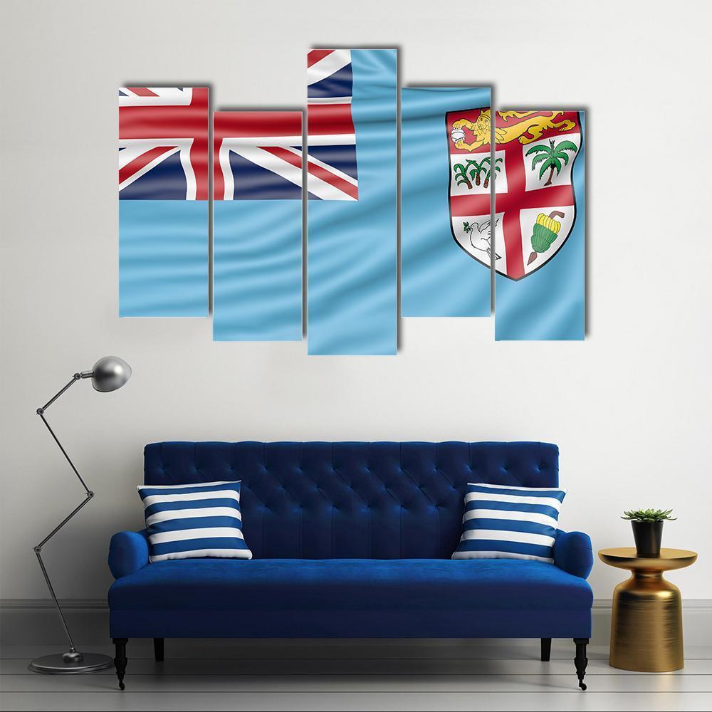 Flag Of Fiji Canvas Wall Art-5 Pop-Gallery Wrap-47" x 32"-Tiaracle
