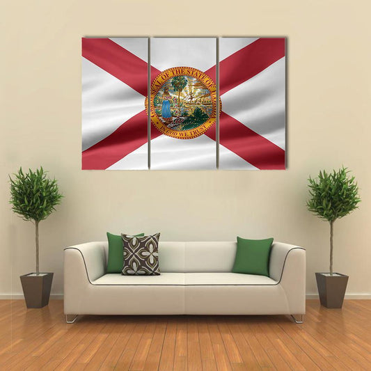 Flag Of Florida Canvas Wall Art-3 Horizontal-Gallery Wrap-37" x 24"-Tiaracle