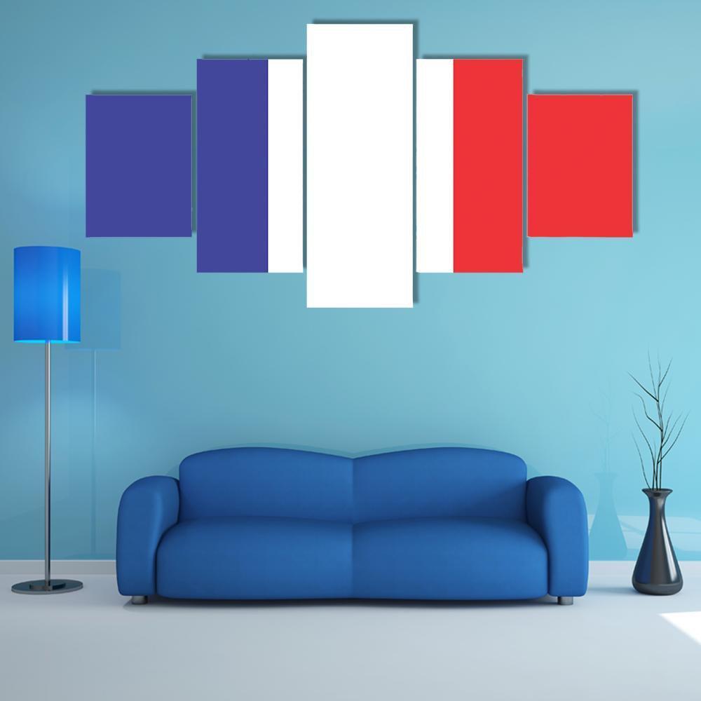 Flag Of France Canvas Wall Art-5 Star-Gallery Wrap-62" x 32"-Tiaracle