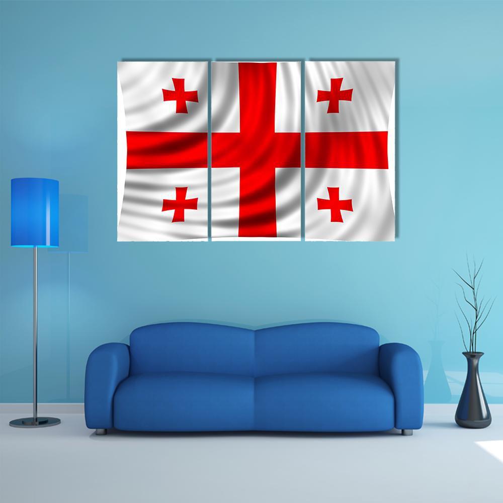 Flag Of Georgia Canvas Wall Art-3 Horizontal-Gallery Wrap-37" x 24"-Tiaracle