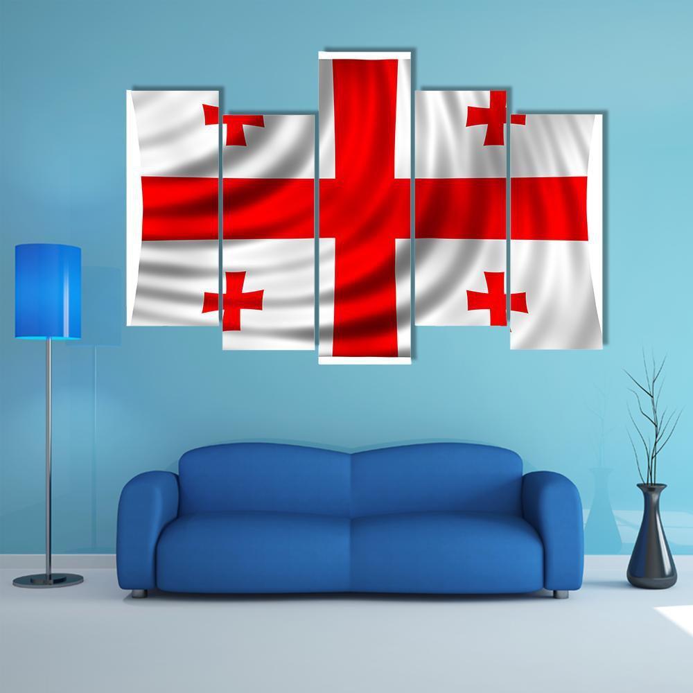 Flag Of Georgia Canvas Wall Art-5 Pop-Gallery Wrap-47" x 32"-Tiaracle