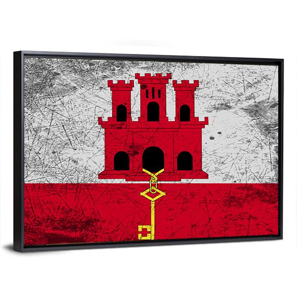 Flag Of Gibraltar Canvas Wall Art-3 Horizontal-Gallery Wrap-25" x 16"-Tiaracle