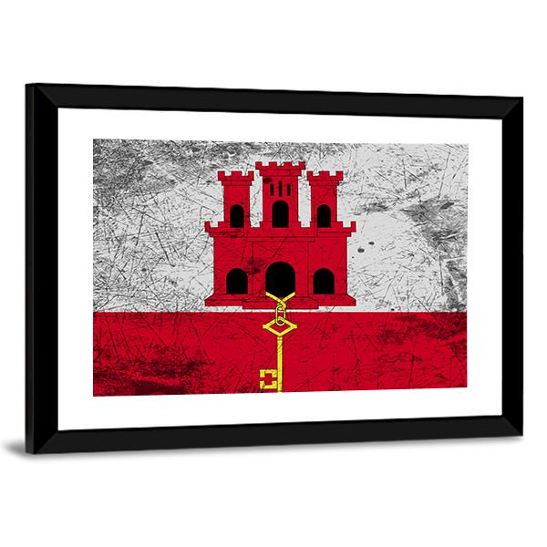Flag Of Gibraltar Canvas Wall Art-3 Horizontal-Gallery Wrap-25" x 16"-Tiaracle