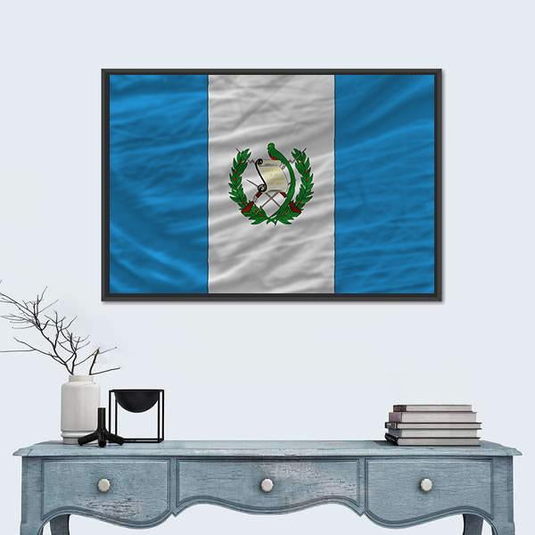 Flag Of Guatemala Canvas Wall Art-1 Piece-Floating Frame-24" x 16"-Tiaracle