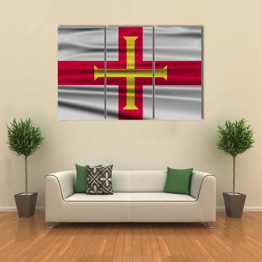 Flag Of Guernsey Canvas Wall Art-3 Horizontal-Gallery Wrap-37" x 24"-Tiaracle