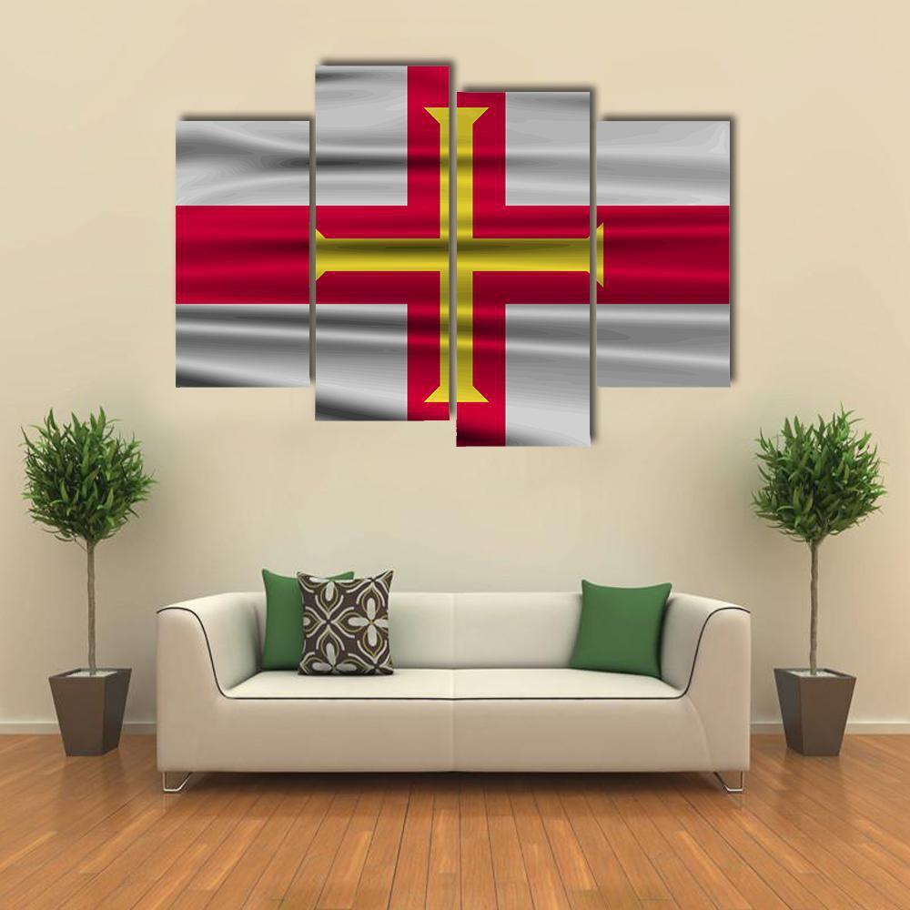 Flag Of Guernsey Canvas Wall Art-4 Pop-Gallery Wrap-50" x 32"-Tiaracle
